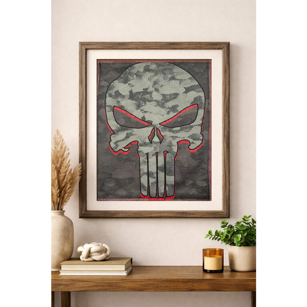 two face threads‎ punisher skull smalls patch wall art decor custom upcycled